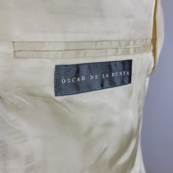 Oscar de la Renta Men's Sport Coat Blazer Two Button Beige Silk Wool Size 42R - Picture 16 of 16